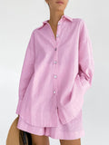 Nalia Set with Loose Shirt and Elastic-Waist Shorts