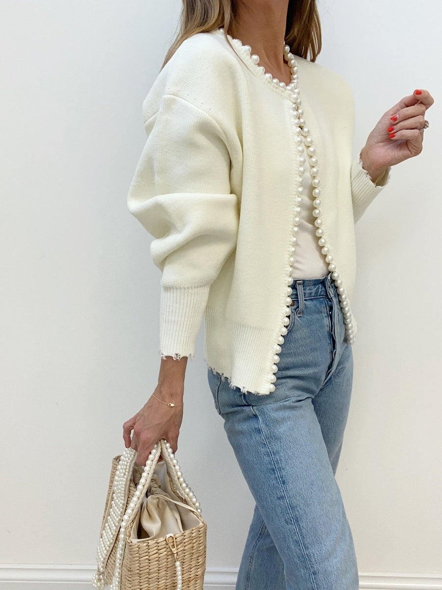 Ailvina Pearl Trim Knit Cardigan