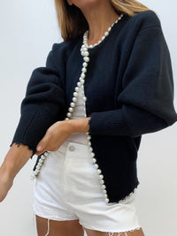 Ailvina Pearl Trim Knit Cardigan