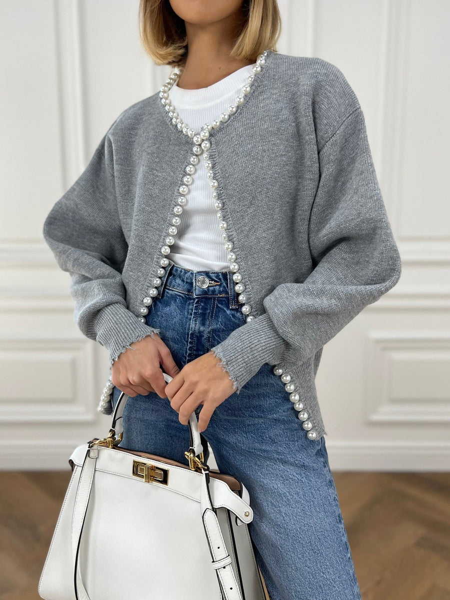 Ailvina Pearl Trim Knit Cardigan
