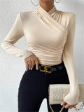 Sigrunel Wrap Neck Knit Top