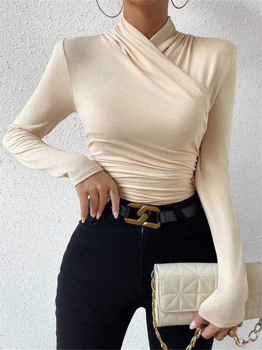 Sigrunel Wrap Neck Knit Top