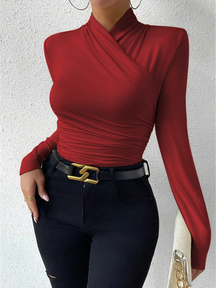 Sigrunel Wrap Neck Knit Top