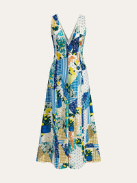 Lemonade Print Lace Trim Long Dress