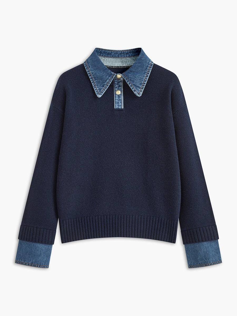 Alriksa Shirt Collar Knit Sweater