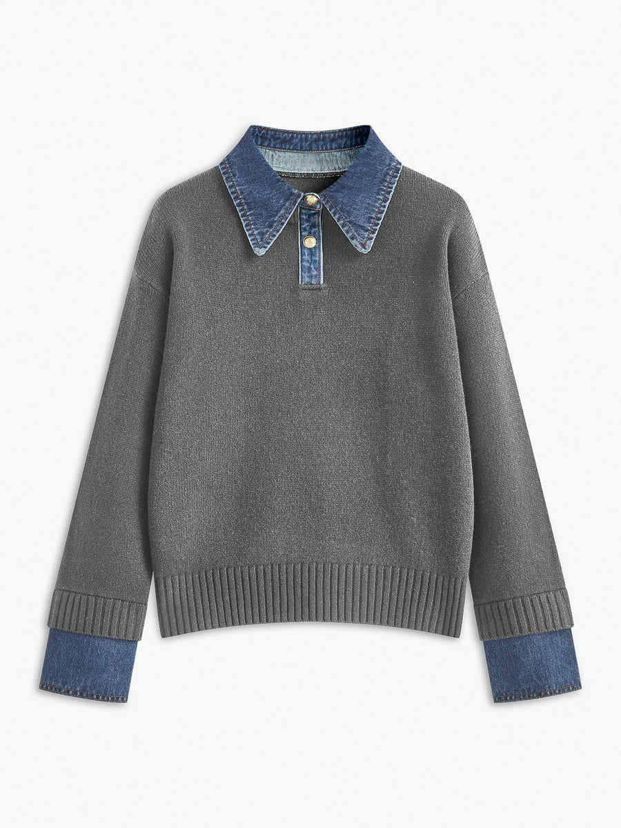 Alriksa Shirt Collar Knit Sweater