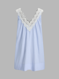 Striped Lace Trim V-Neck Mini Dress
