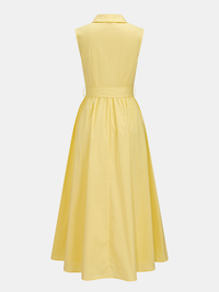 Sleeveless Belted Pocketed Midi Shirt Dress
