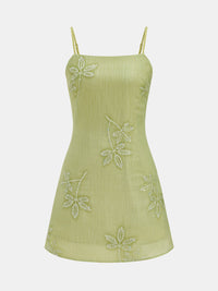 Sequin Leaf Embellished Slip Dress