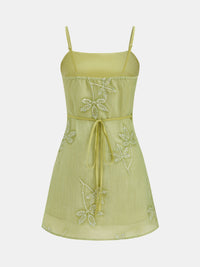 Sequin Leaf Embellished Slip Dress