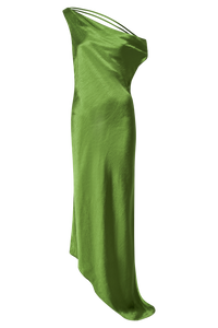 Yvette Slip Maxi Dress With Asymmetrical Hem - Emerald