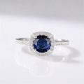 BLUE SAPPHIRE CUSHION HALO RING