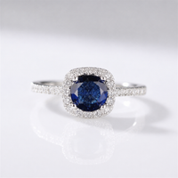 BLUE SAPPHIRE CUSHION HALO RING