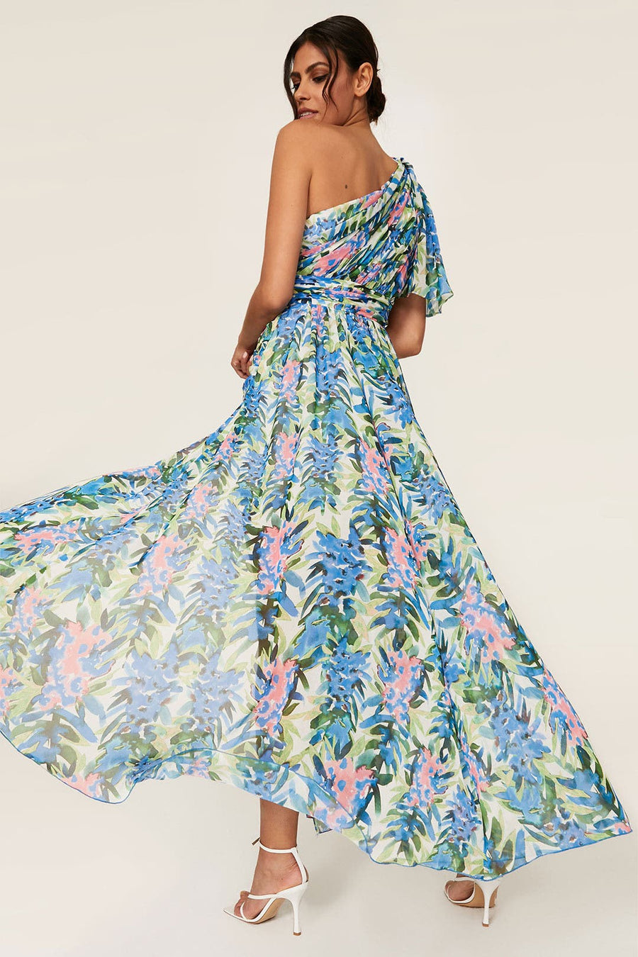 Floral One Shoulder Gown