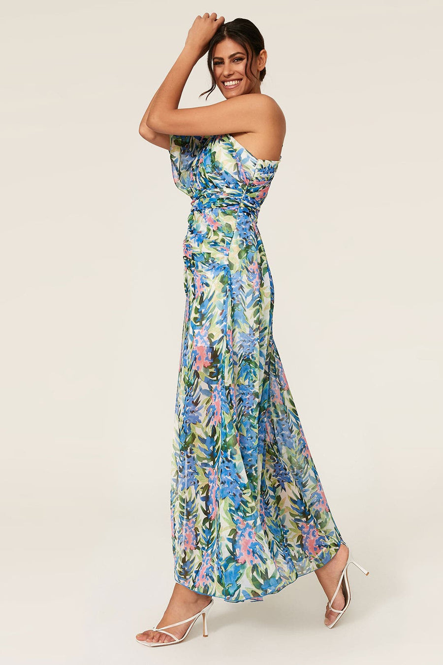 Floral One Shoulder Gown
