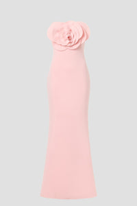 Rosette Scuba Strapless Gown