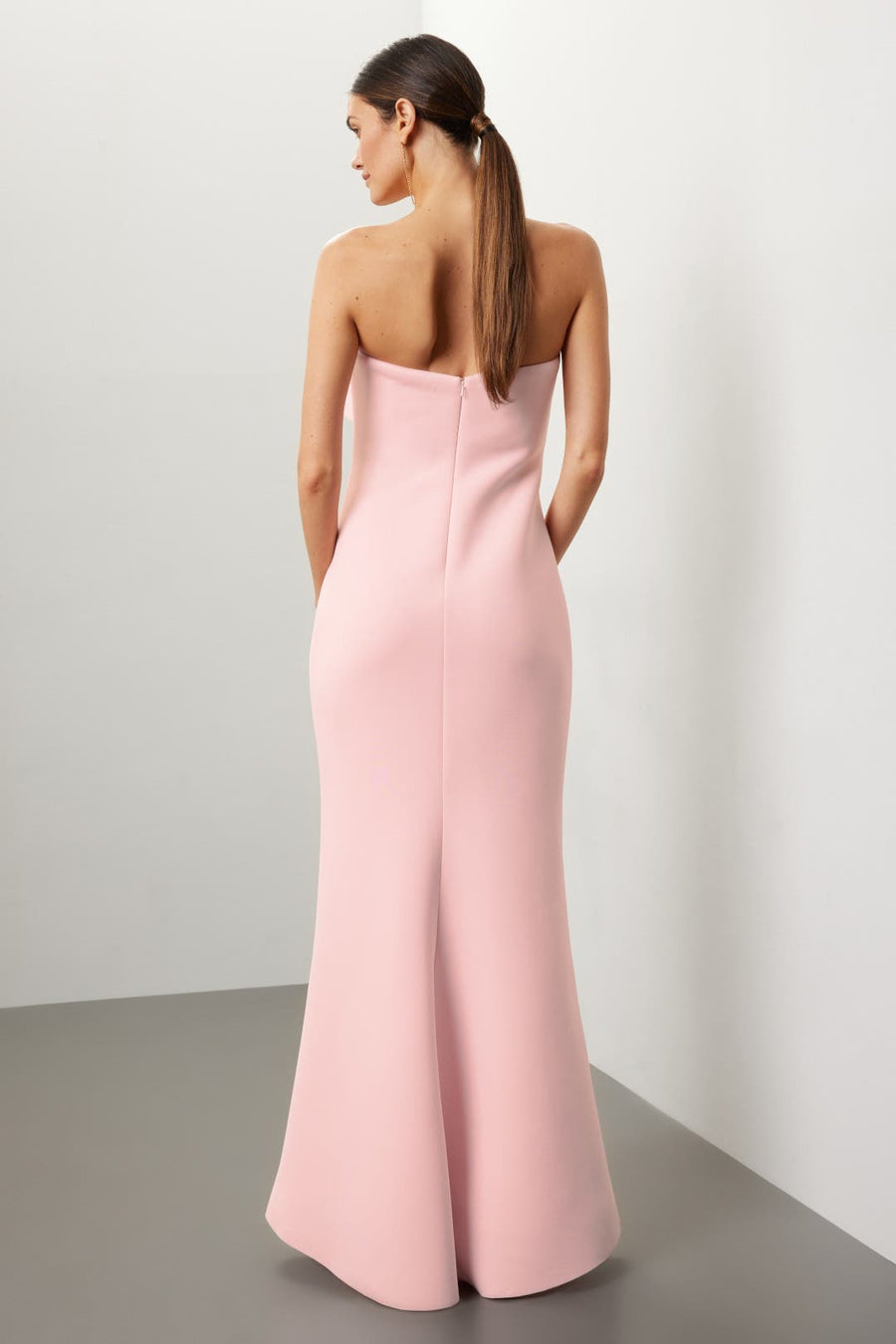 Rosette Scuba Strapless Gown