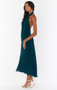 Jasmine Halter Midi Dress ~ Emerald Chiffon