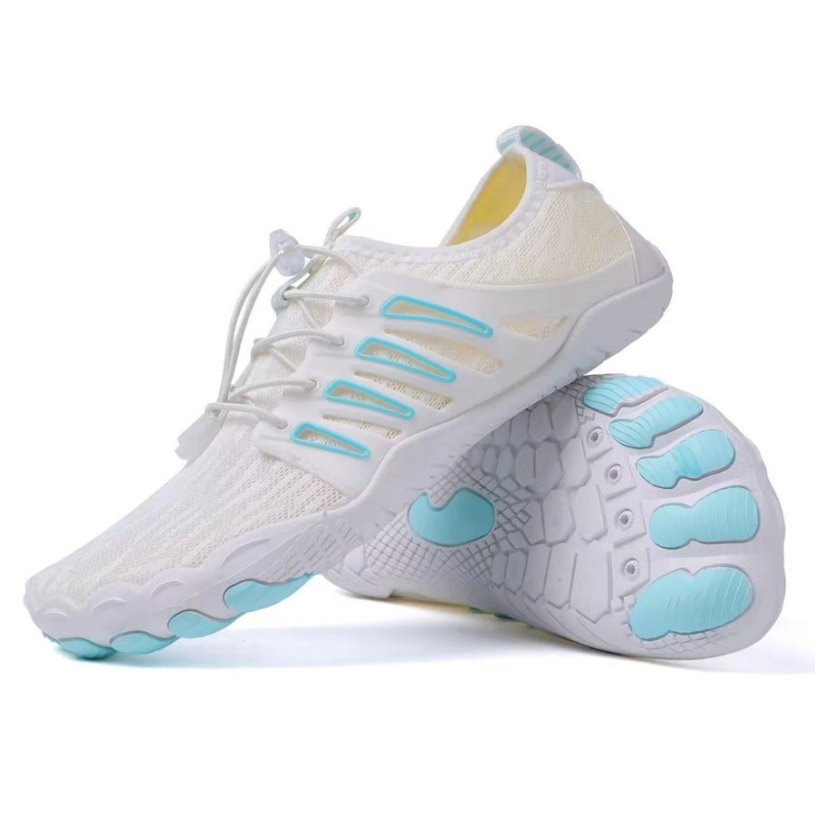 Hunter | Mens Lightweight Breathable Barefoot Walking Shoes White/Blue