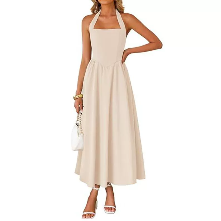 Jorja - Sleeveless Halter Ruched Pocket Dress