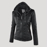 Hooded Faux Leather Jacket