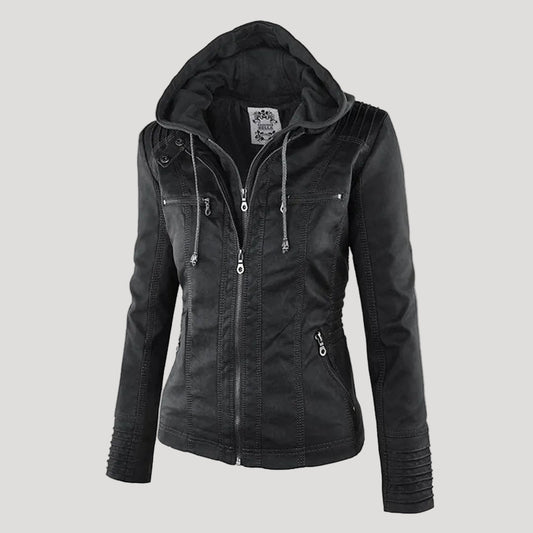 Hooded Faux Leather Jacket