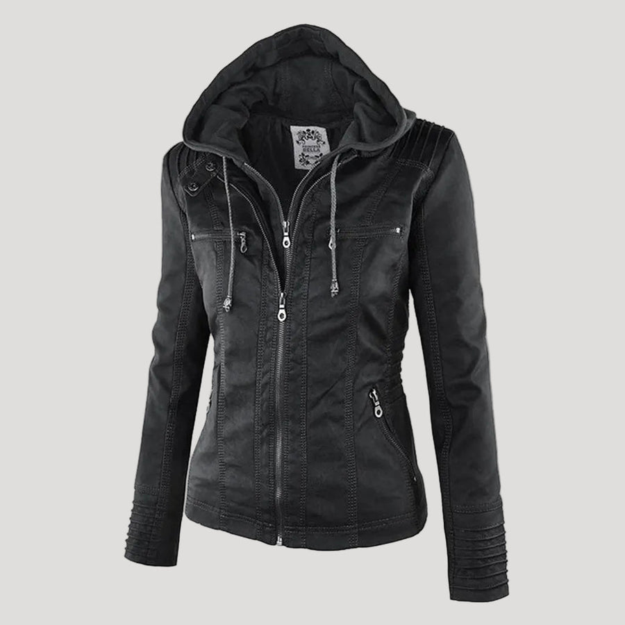 Hooded Faux Leather Jacket