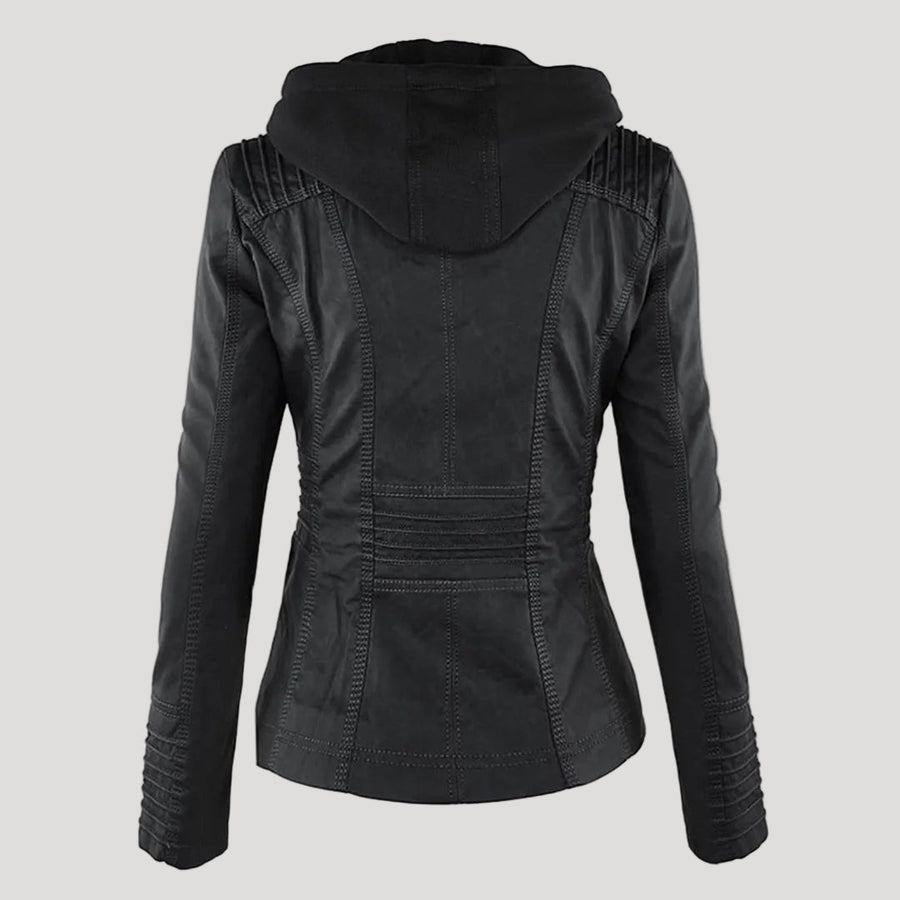 Hooded Faux Leather Jacket