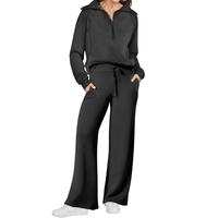 Reverie - Cozy Zip-Up Wide Leg Sweatsuit Set