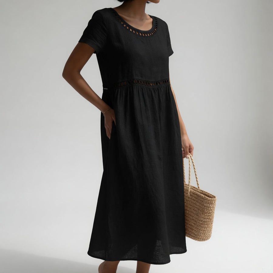 Heidi – Embroidered Linen Blend Dress