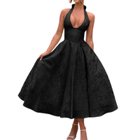 Camille - Embroidered Halter Evening Dress