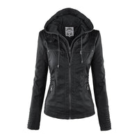 Hooded Faux Leather Jacket