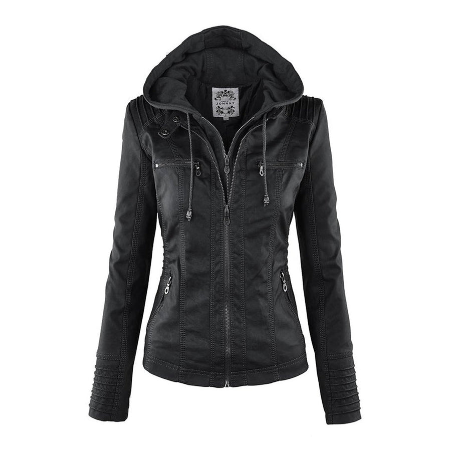 Hooded Faux Leather Jacket