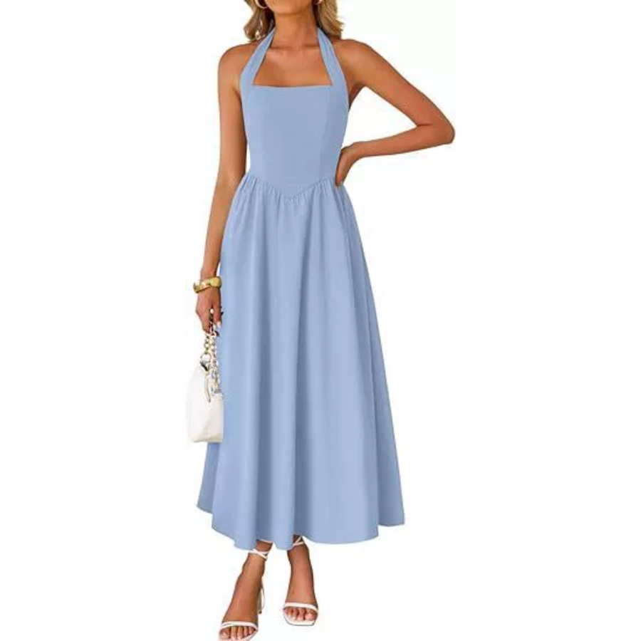 Jorja - Sleeveless Halter Ruched Pocket Dress
