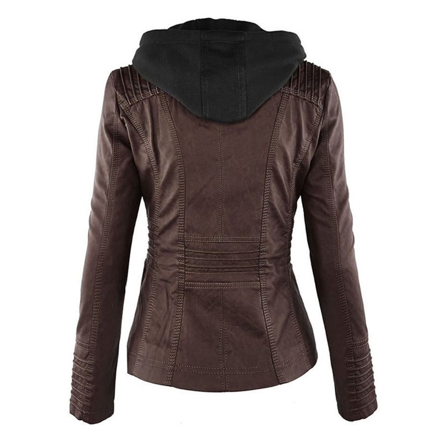 Hooded Faux Leather Jacket
