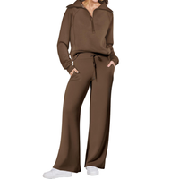 Reverie - Cozy Zip-Up Wide Leg Sweatsuit Set