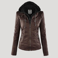 Hooded Faux Leather Jacket
