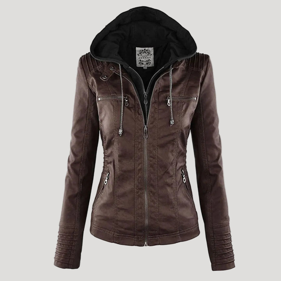 Hooded Faux Leather Jacket