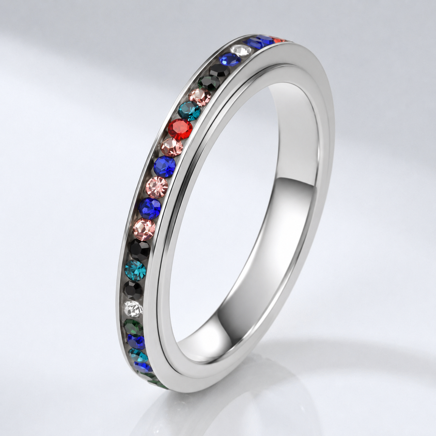 COLORFUL CRYSTAL ETERNITY BAND RING
