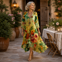 Aimee - Floral V-Neck Midi Dress
