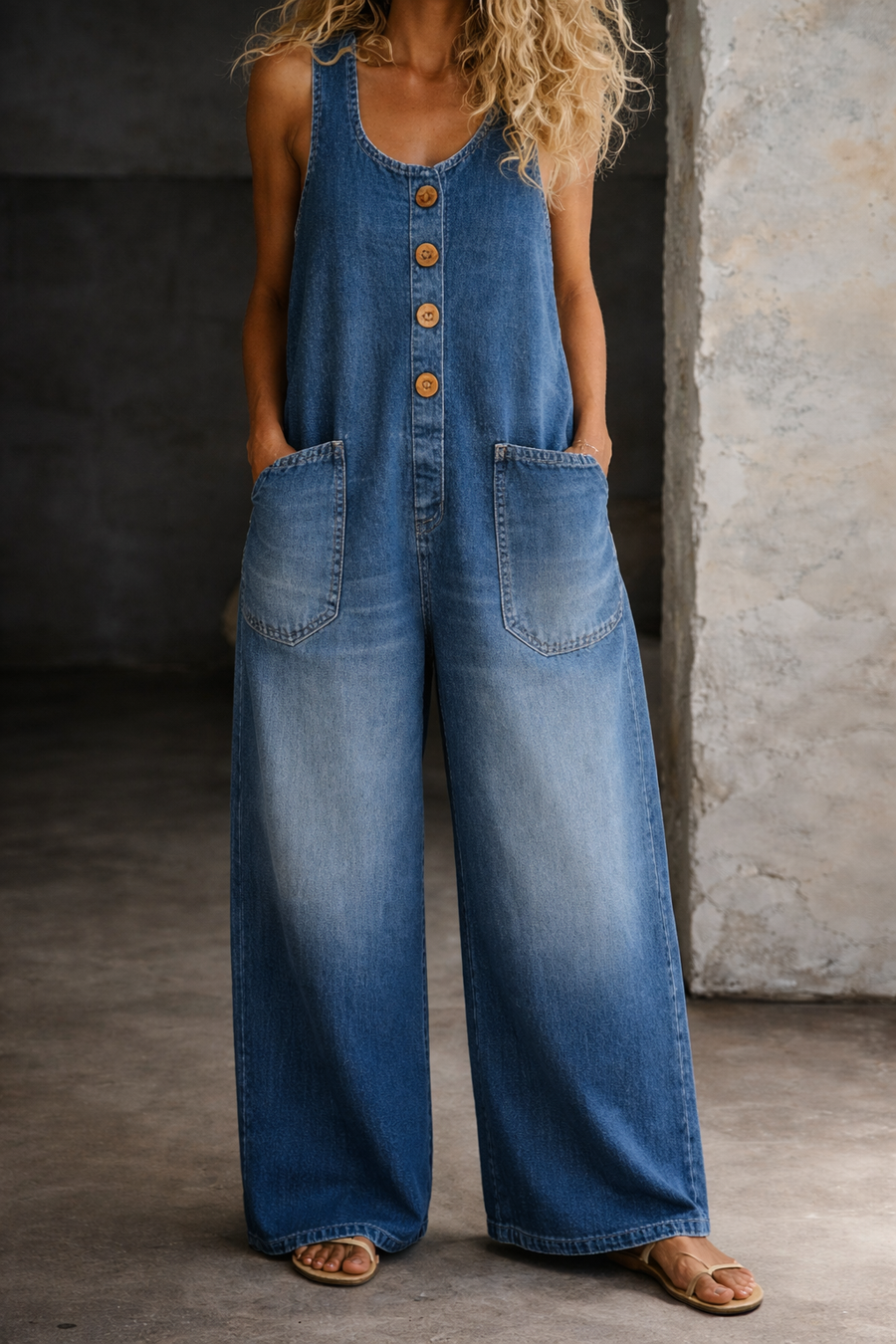 Mirelle - Vintage Washed Cotton Denim Overalls