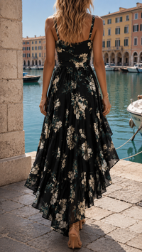 Calantha – Floral Livorno Asymmetric Maxi Dress