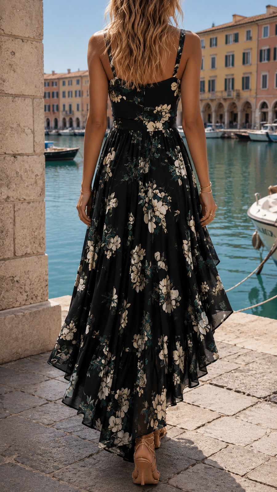 Calantha – Floral Livorno Asymmetric Maxi Dress