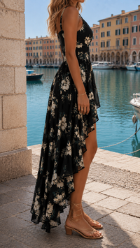 Calantha – Floral Livorno Asymmetric Maxi Dress