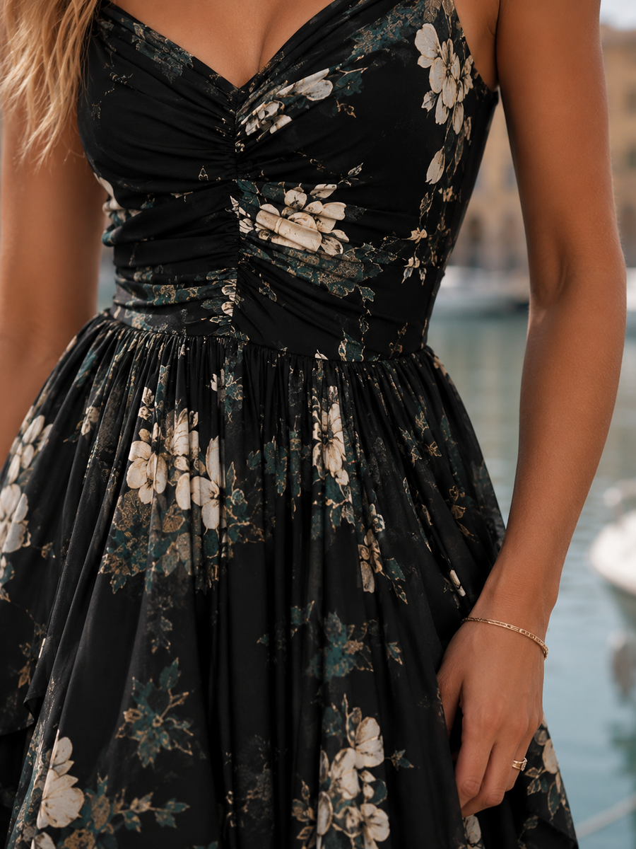 Calantha – Floral Livorno Asymmetric Maxi Dress