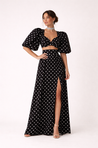 Calista Puff Sleeve Top and Maxi Skirt Set