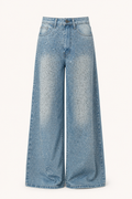 Wellen Wide-Leg Rhinestone Jeans