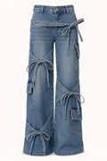 Ida Wide-Leg Bow Cargo Jeans
