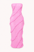 Yina Strapless Ruffle Midi Dress