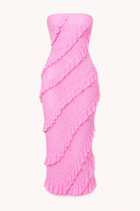 Yina Strapless Ruffle Midi Dress